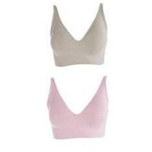 Rhonda Shear 2pk Gel Bra with Back Closure 787-080 Dove Gray & Dusty Pink Medium
